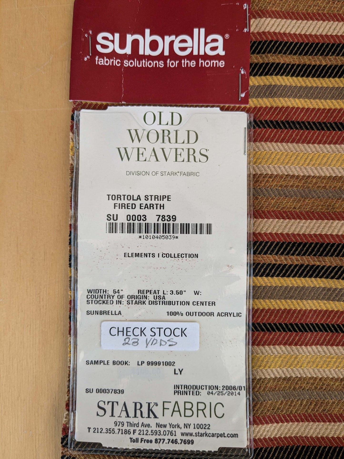 27 EV37 27" x 27" Old World Weavers Tortola Stripe Fired Earth Brown Red Outdoor Stripe