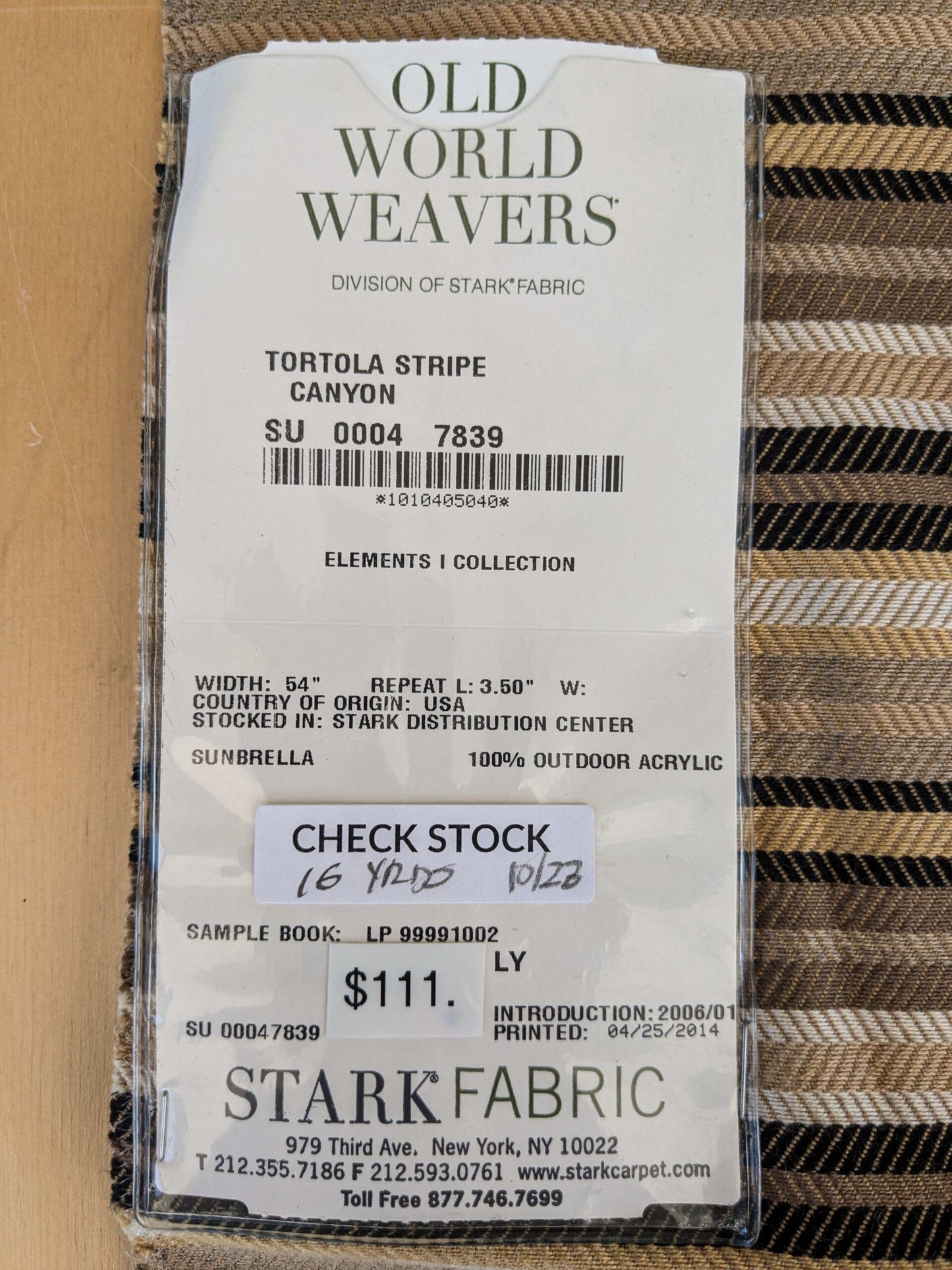 28 EV37 25" x 28" Old World Weavers Tortola Stripe Canyon Brown Outdoor Stripe