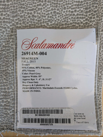 29 EV37 26" x 27" Scalamandre Shagreen Pearl Grey Small Scale Texture MSRP USD 264/y