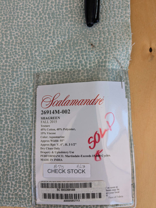 30 EV37 27" x 26" Scalamandre Shagreen Aquamarine Blue Small Scale Texture MSRP USD 264/y