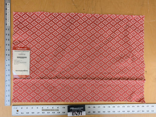 32 EV37 18" x 26" Scalamandre Diamante Matelasse Azalea Red White Cotton Polyester Diamond MSRP USD298/y