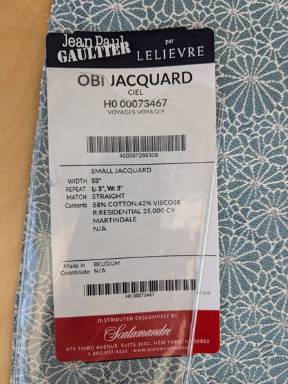 41 EV37 25" x 25" Jean Paul Gaultier Obi Jacquard Ciel Light Blue White