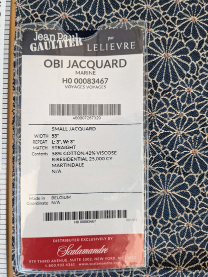42 EV37 25" x 25" Jean Paul Gaultier Obi Jacquard Marine Blue White