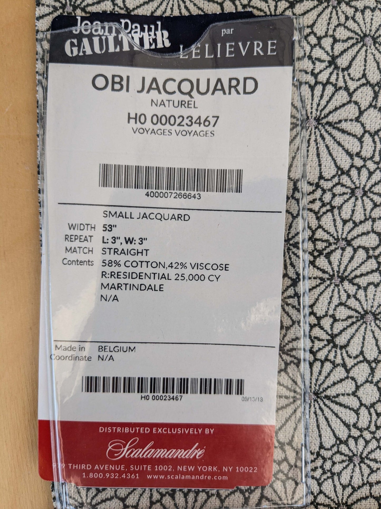 43 EV37 26" x 26" Jean Paul Gaultier Obi Jacquard Naturel Black Cream White