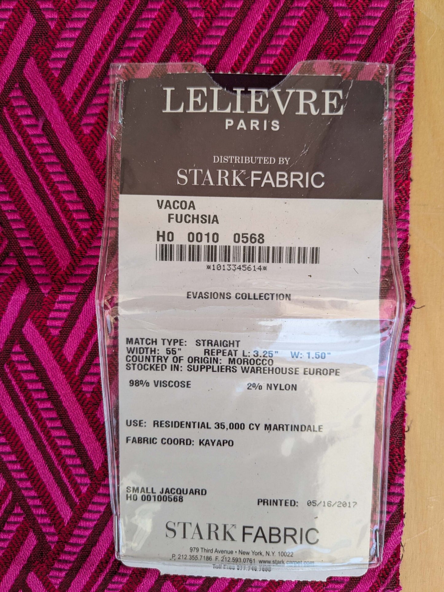 47 EV37 23" x 26" Lelievre Paris Vacoa Fuchsia Pink Diamond Ogee Viscose MSRP USD354/y