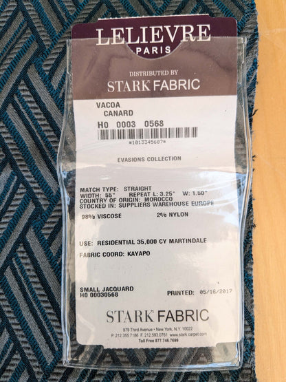 34 EV37 24" x 26" Lelievre Paris Vacoa Canard Blue Gray Diamond Ogee Viscose MSRP USD354/y