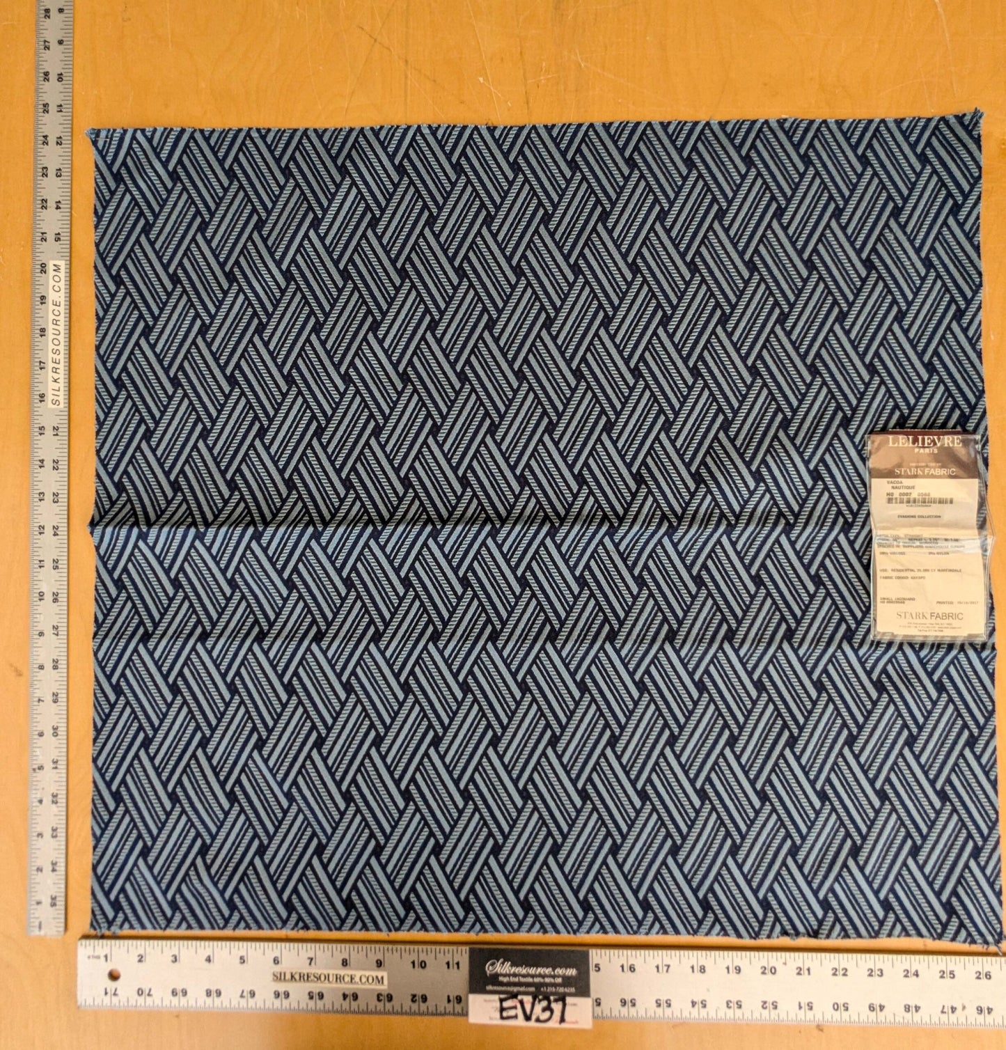 35 EV37 24" x 26" Lelievre Paris Vacoa Nautique Dark Blue Diamond Ogee Viscose MSRP USD354/y