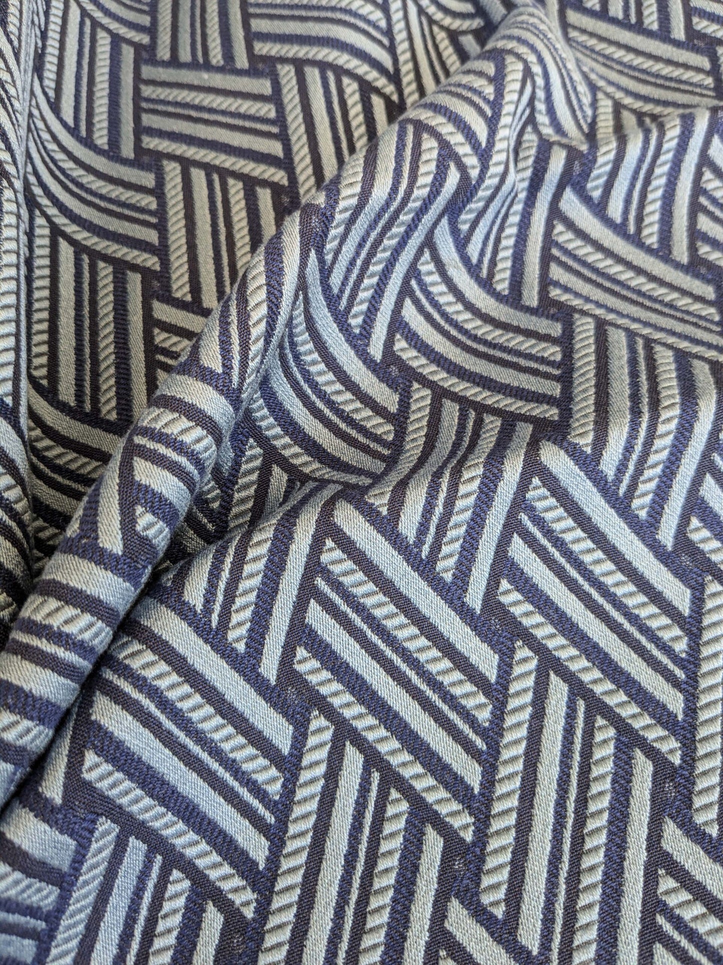 35 EV37 24" x 26" Lelievre Paris Vacoa Nautique Dark Blue Diamond Ogee Viscose MSRP USD354/y