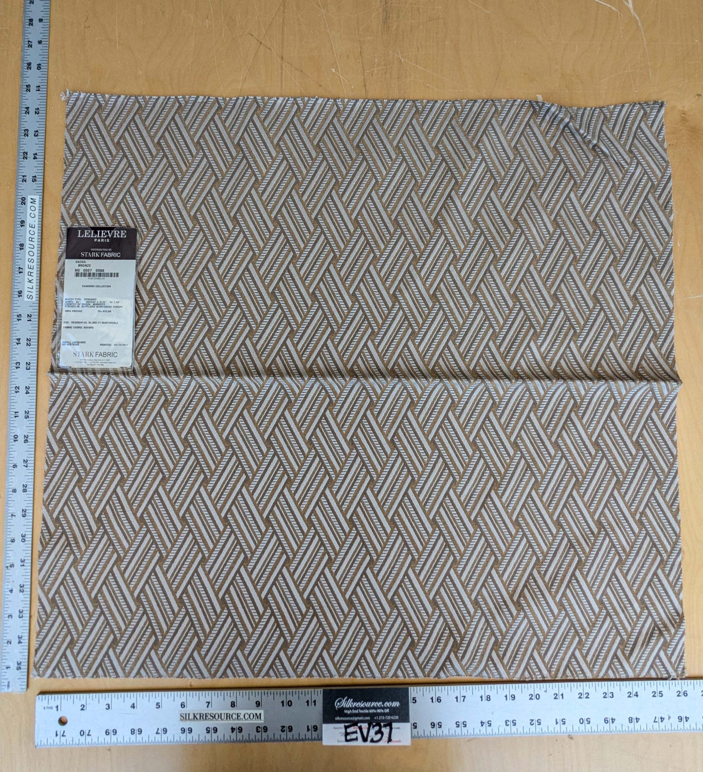 37 EV37 25" x 26" Lelievre Paris Vacoa Bronze Brown Diamond Ogee Viscose MSRP USD354/y