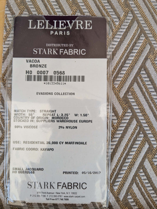 37 EV37 25" x 26" Lelievre Paris Vacoa Bronze Brown Diamond Ogee Viscose MSRP USD354/y