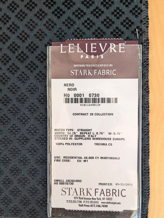 49 EV37 26" x 26" Lelievre Paris Nero Noir Black Polyester Small Scale Texture