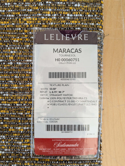 54 EV37 25" x 26" Lelievre Paris Maracas Tournesol Yellow Dark Gray Solid Texture Polyester