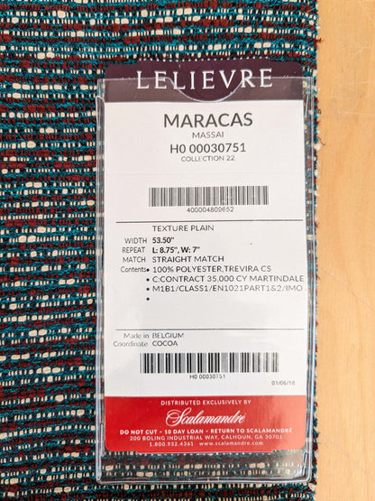 57 EV37 25" x 25" Lelievre Paris Maracas Massai Red Blue Solid Texture Polyester