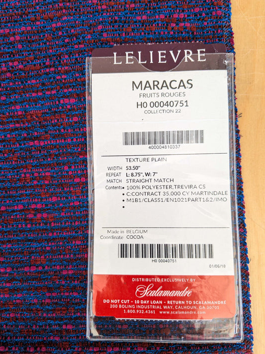 58 EV37 25" x 26" Lelievre Paris Maracas Fruits Rouges Purple Solid Texture Polyester