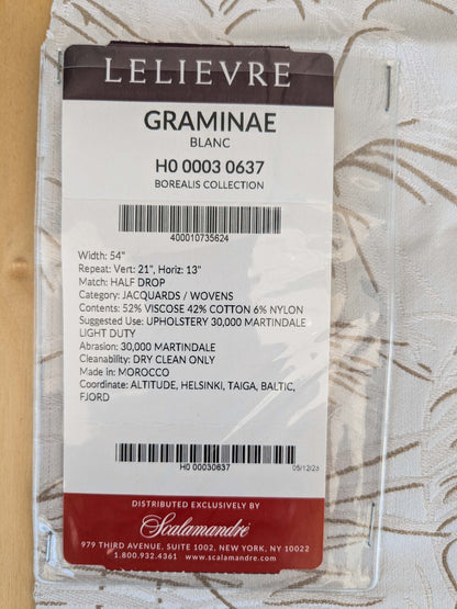 60 EV37 26" x 25" Lelievre Paris Graminae Blanc White Beige Jacquard Woven