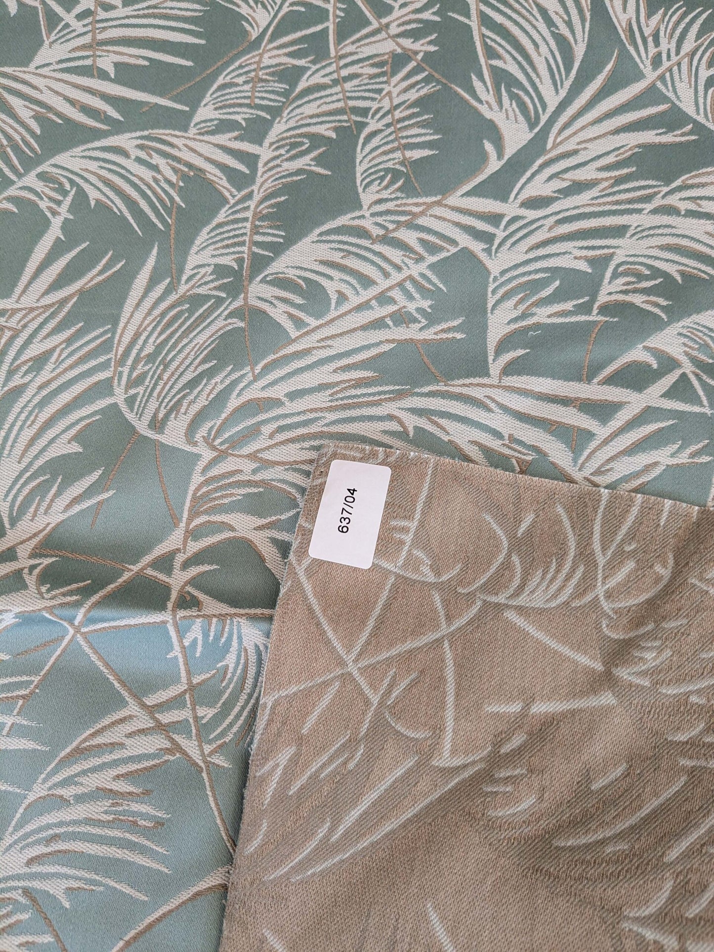 61 EV37 26" x 25" Lelievre Paris Graminae Celadon Blue White Jacquard Woven