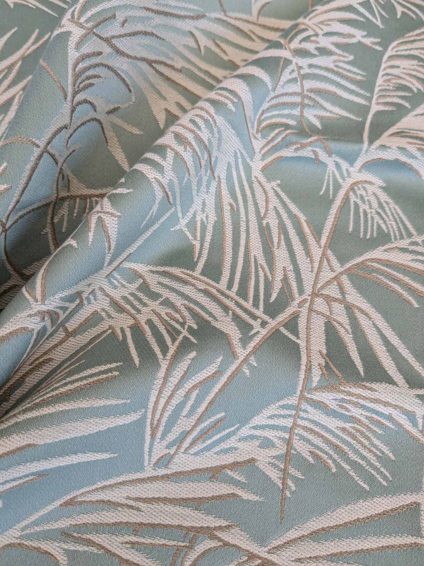 61 EV37 26" x 25" Lelievre Paris Graminae Celadon Blue White Jacquard Woven