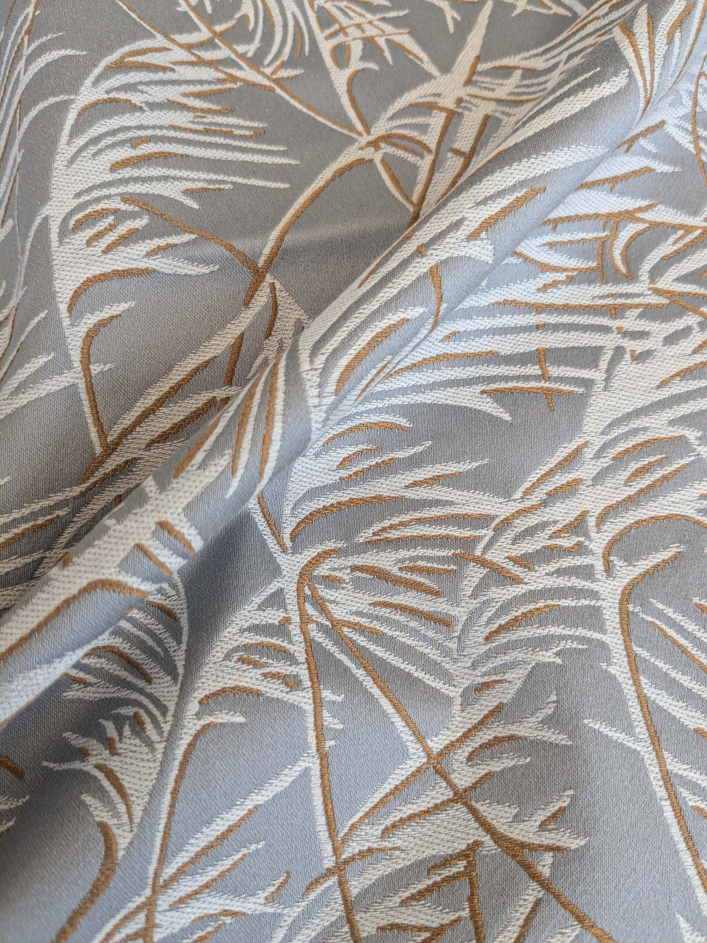 62 EV37 26" x 26" Lelievre Paris Graminae Gris Gray White Brown Tropical Jacquard Woven