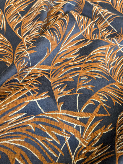 64 EV37 26" x 25" Lelievre Paris Graminae Marine Blue White Tropical Jacquard Woven