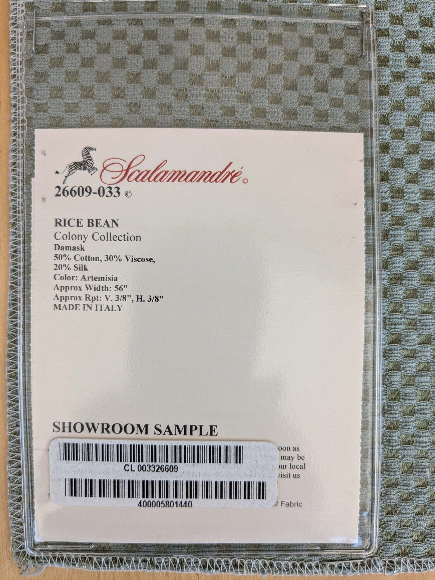 67 EV37 23" x 24" Scalamandre Rice Bean Artemisia Gray Damask Cotton Viscose Silk Small Scale MSRP USD350/y