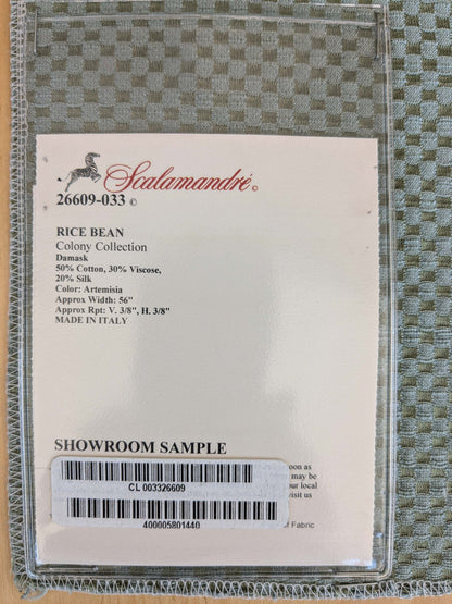 67 EV37 23" x 24" Scalamandre Rice Bean Artemisia Gray Damask Cotton Viscose Silk Small Scale MSRP USD350/y