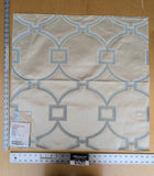 69 EV37 26" x 26" Scalamandre Circle Fret Cloud Cream White Blue Jacquard Medallion Geometric Fretwork Lattice MSRP USD 264/y