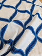 70 EV37 26" x 24" Scalamandre Rondure Embroidery Cobalt Blue White Diamond Ogee MSRP USD 492/y