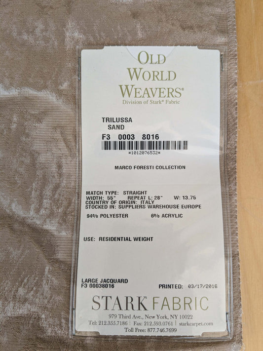 78 EV37 26" x 26" Old World Weavers Trilussa Sand Light Brown Abstract Large Jacquard