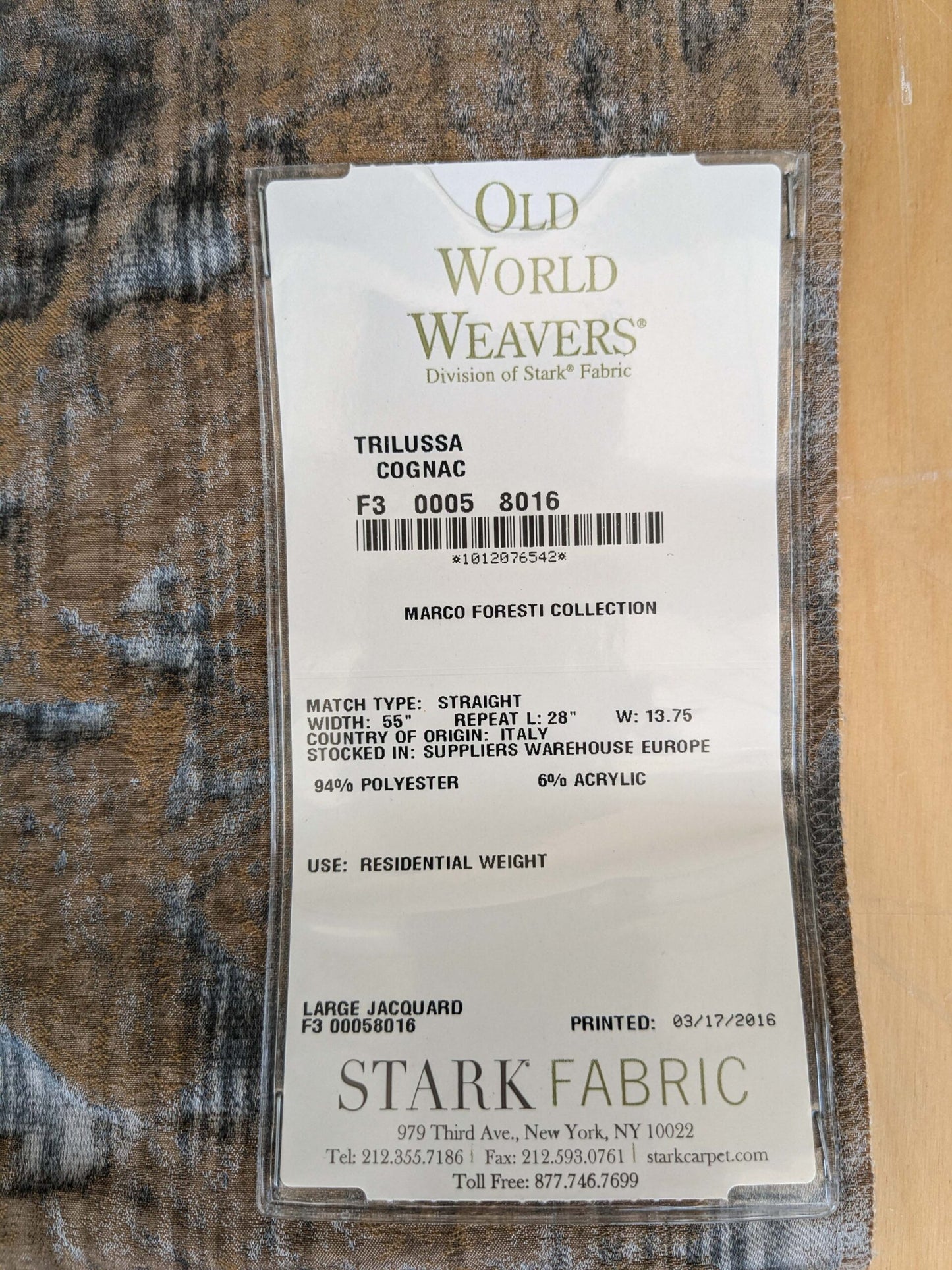 80 EV37 26" x 27" Old World Weavers Trilussa Cognac Brown Gray Abstract Large Jacquard