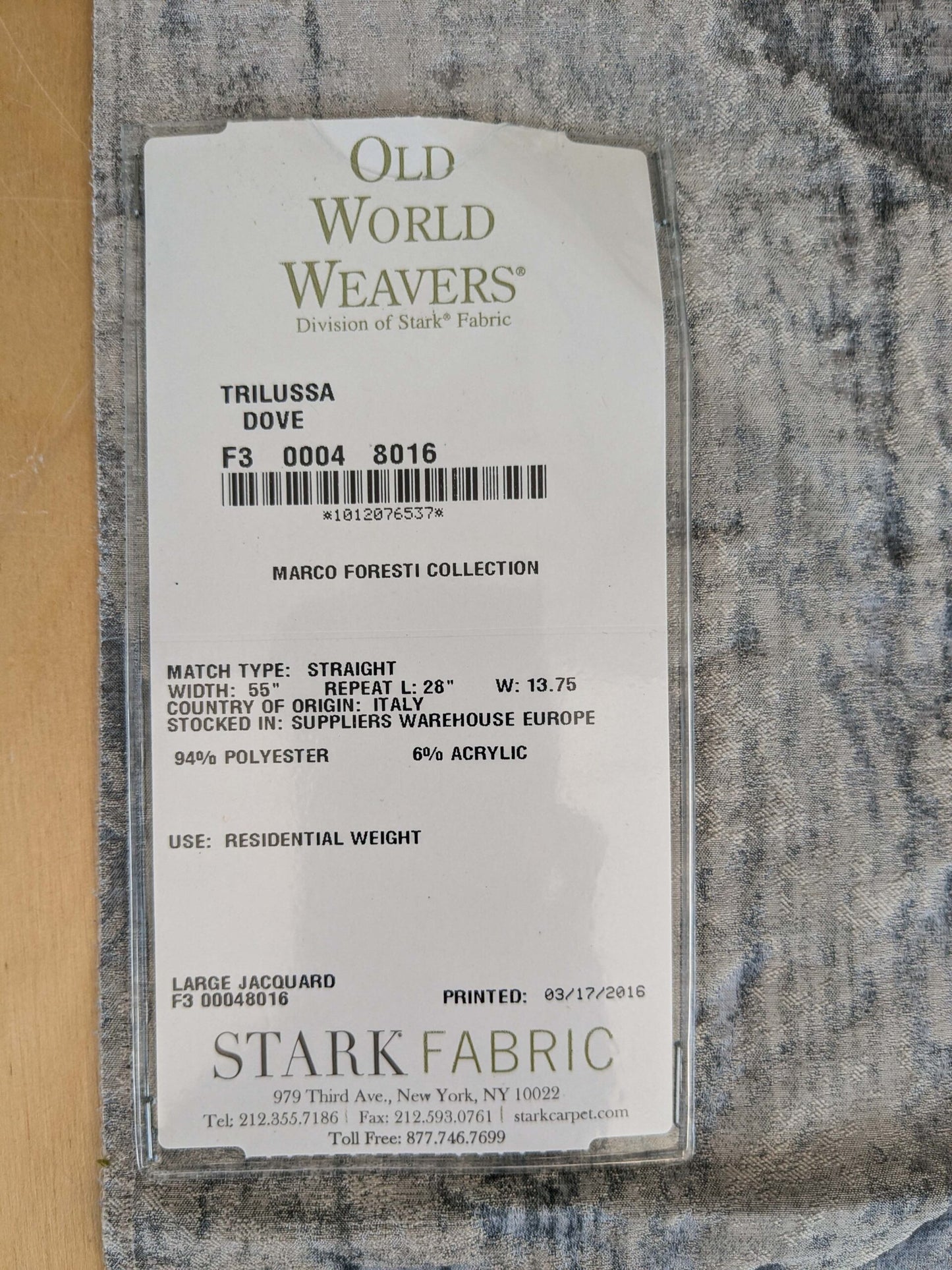 81 EV37 26" x 27" Old World Weavers Trilussa Dove Light Gray Abstract Large Jacquard