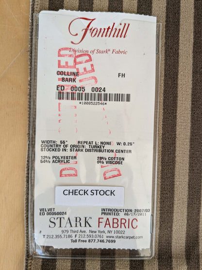 83 EV37 27" x 27" Fonthill Colline Bark Velvet Brown Stripe