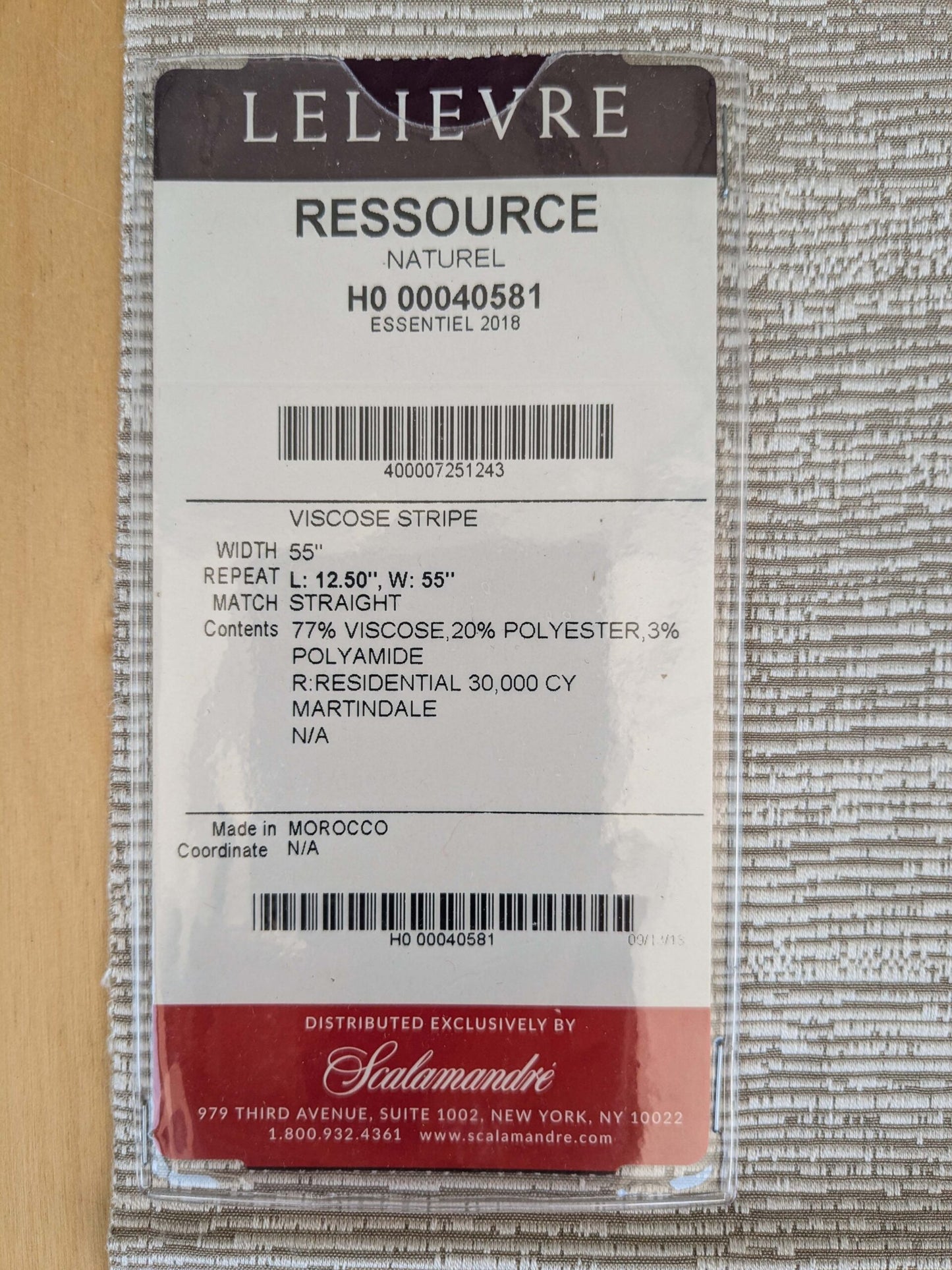 88 EV37 17" x 26" Lelievre Paris Ressource Naturel Beige White Viscose Stripe