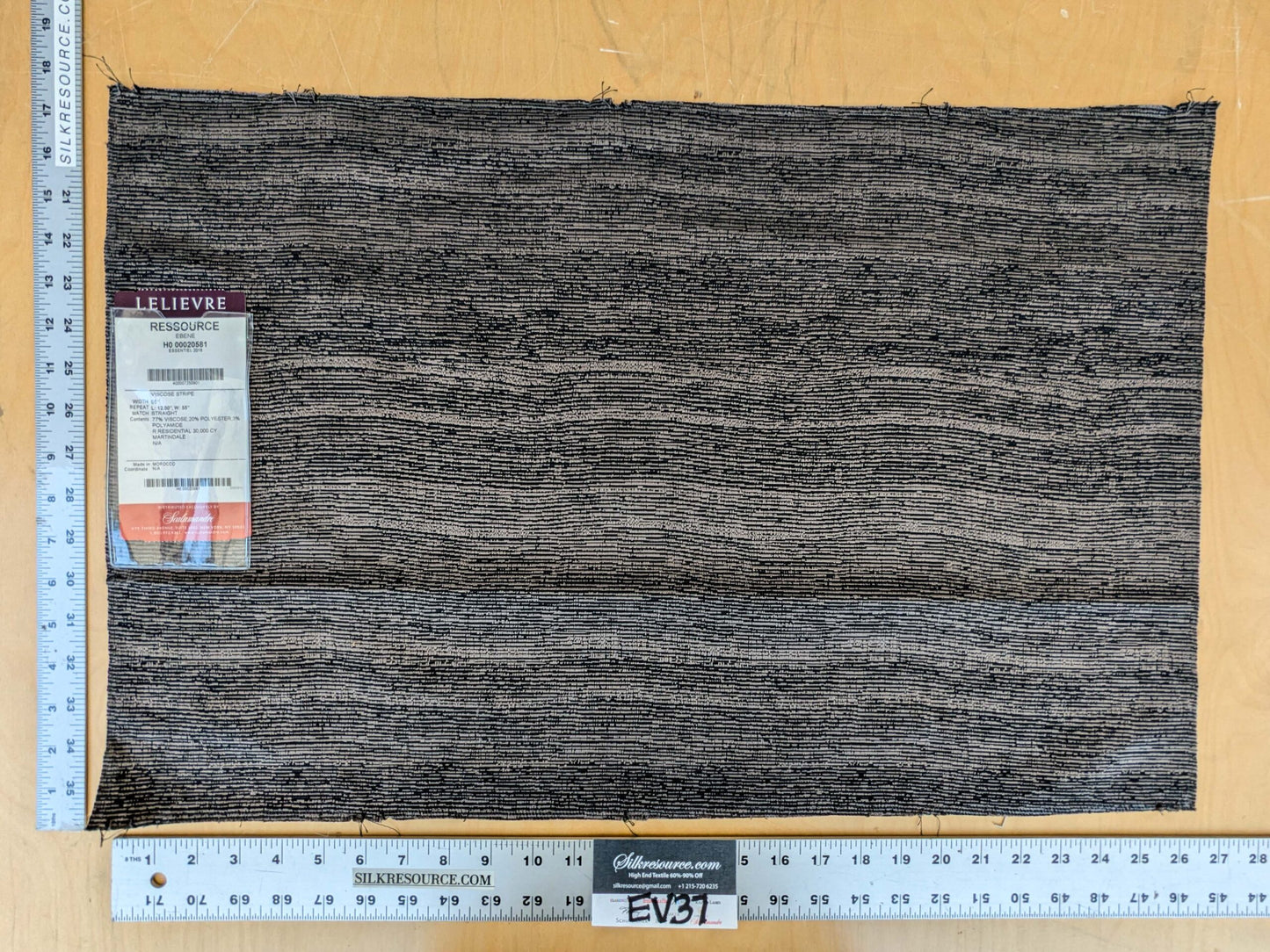 89 EV37 17" x 26" Lelievre Paris Ressource Ebene Black Gray Viscose Stripe