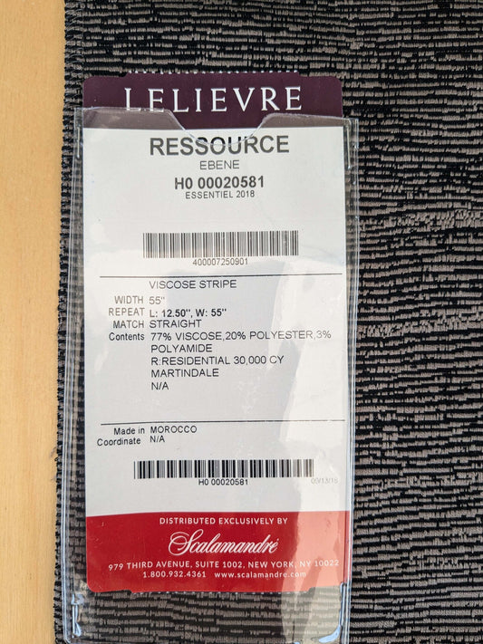 89 EV37 17" x 26" Lelievre Paris Ressource Ebene Black Gray Viscose Stripe