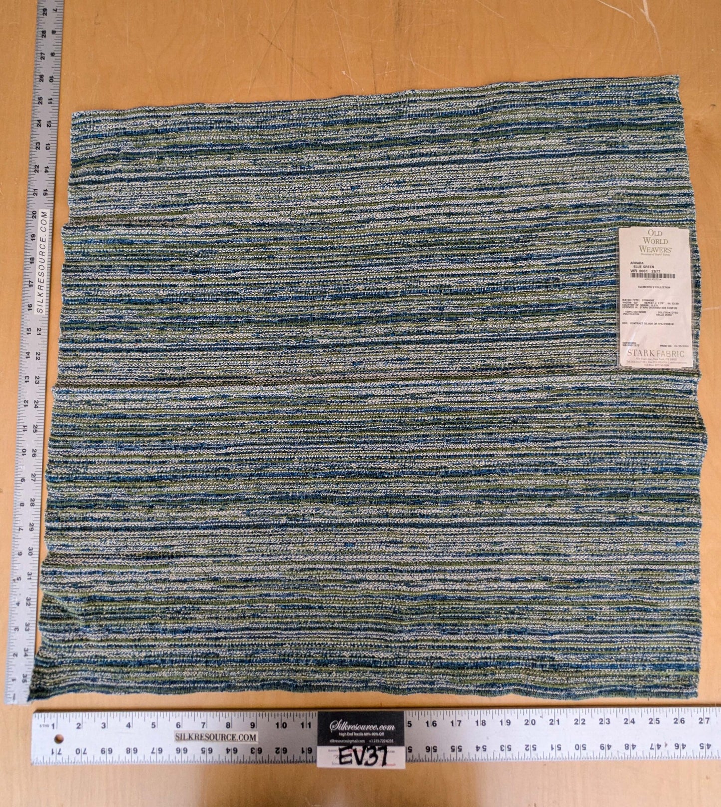 94 EV37 25" x 27" Old World Weavers Arvada Blue Green Outdoor Small Scale Texture