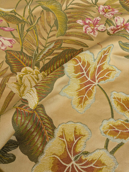 99 EV37 25" x 27" Fonthill Vizcaya Multi Cream Beige Green Pink Cotton Viscose Lampas Botanical