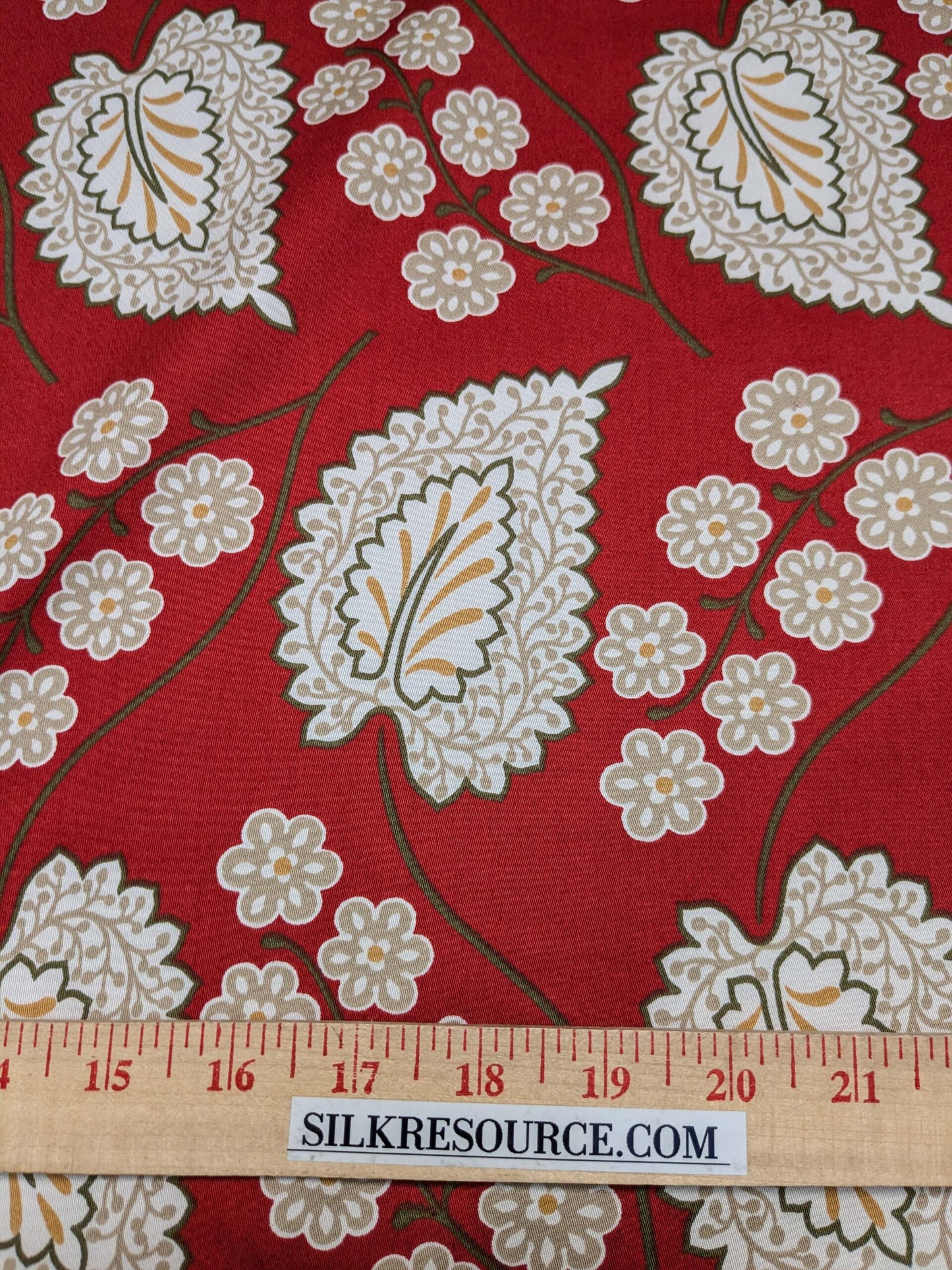 By Yd Scalamandre Winslett Red Brown White  Hand Printed in Italy MSRP$160/Y
