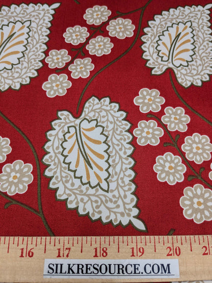 By Yd Scalamandre Winslett Red Brown White  Hand Printed in Italy MSRP$160/Y