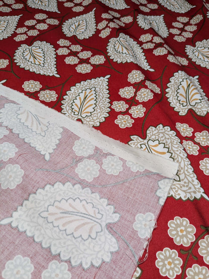 By Yd Scalamandre Winslett Red Brown White  Hand Printed in Italy MSRP$160/Y