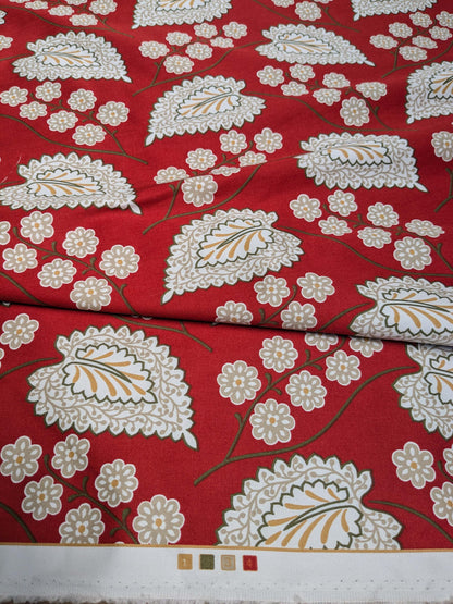 By Yd Scalamandre Winslett Red Brown White  Hand Printed in Italy MSRP$160/Y