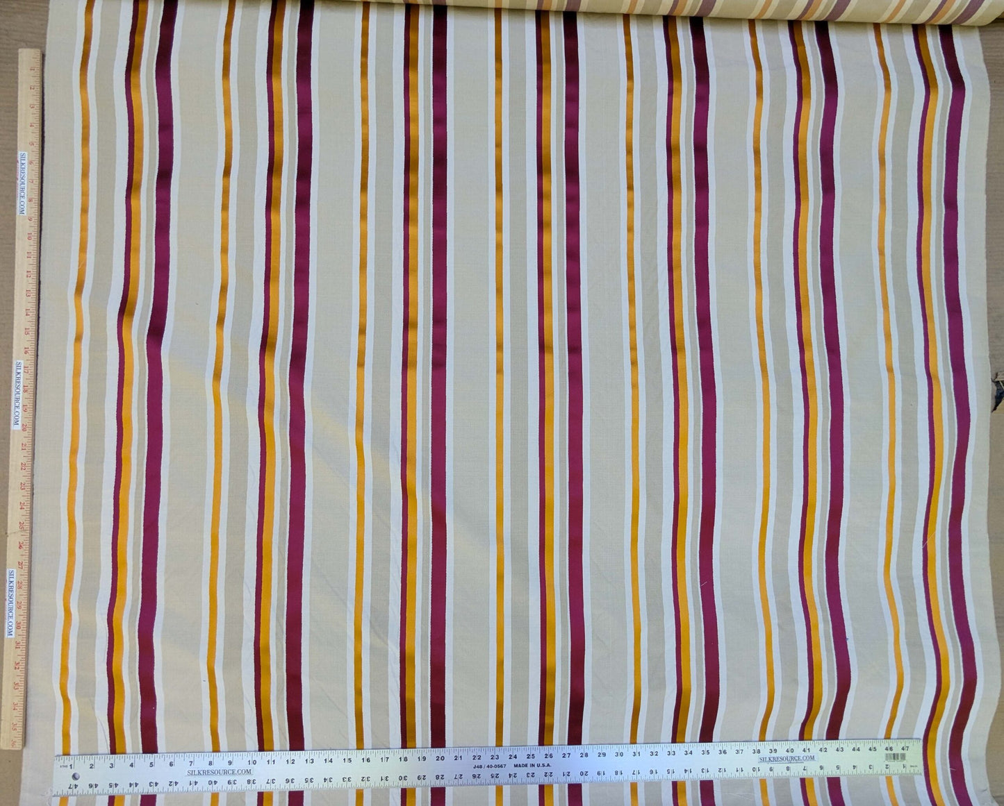 Scalamandre Tango Tangerine/Multi Orange Red Beige White Stripe MSRP USD 324/y
