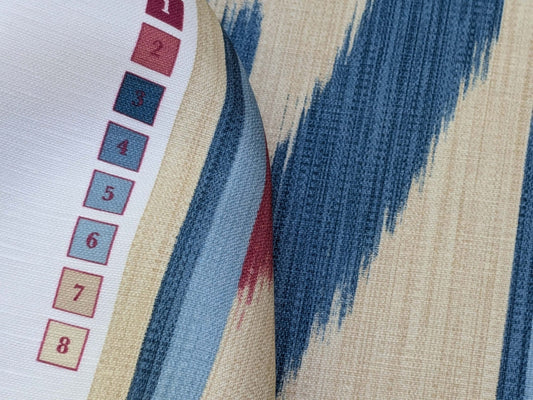 Clarence House Grand Pamir Ikat Linen Rouge Indigo Blue MSRP USD 370/Y