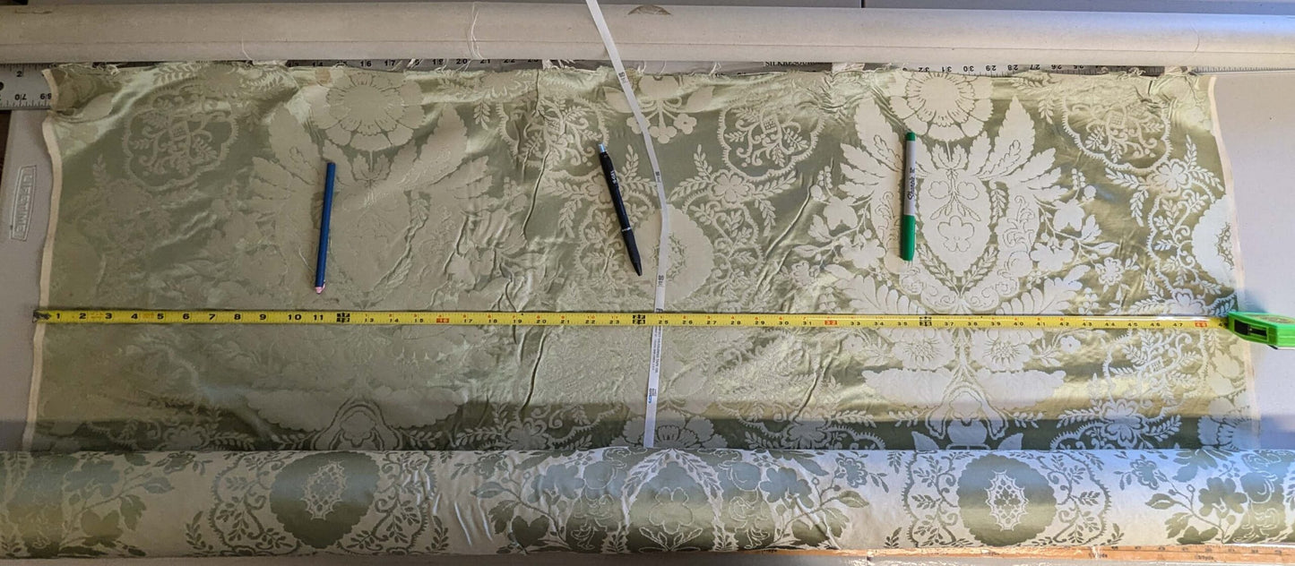 by yard Scalamandre Silk Damask Renaissance Gold Celery Green Medallion Floral DEFECT!