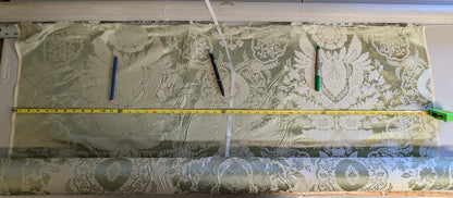 by yard Scalamandre Silk Damask Renaissance Gold Celery Green Medallion Floral DEFECT!
