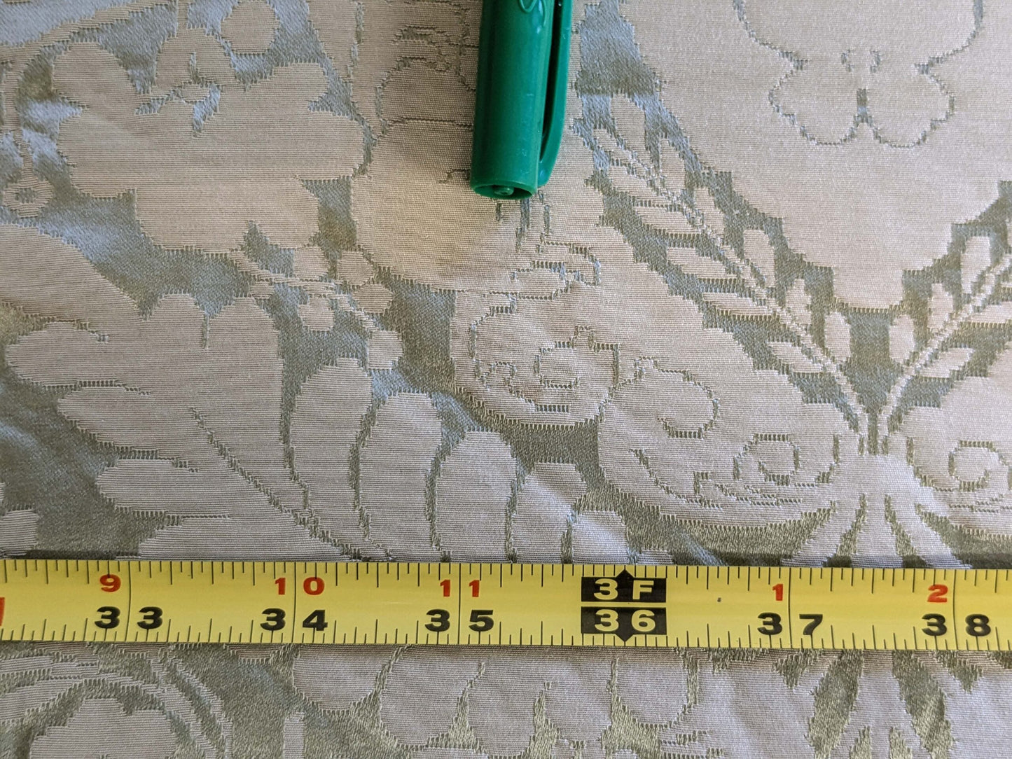 by yard Scalamandre Silk Damask Renaissance Gold Celery Green Medallion Floral DEFECT!