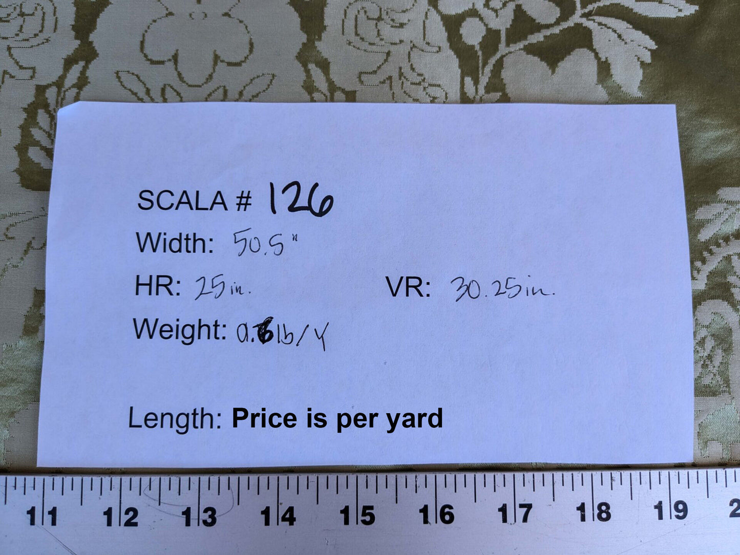 by yard Scalamandre Silk Damask Renaissance Gold Celery Green Medallion Floral DEFECT!