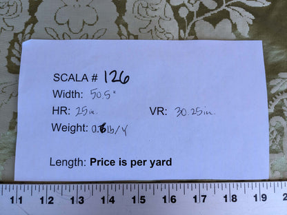 by yard Scalamandre Silk Damask Renaissance Gold Celery Green Medallion Floral DEFECT!