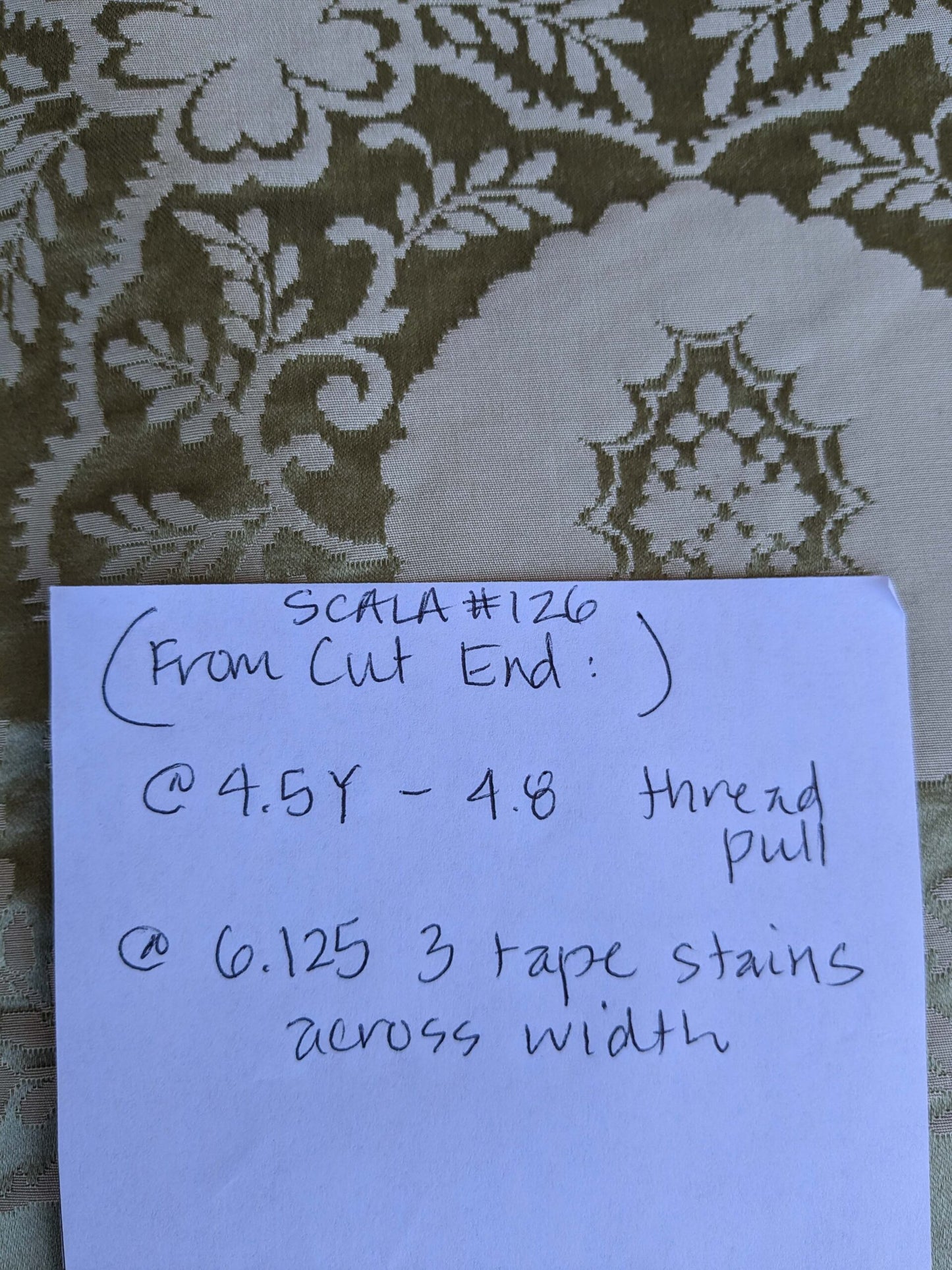 by yard Scalamandre Silk Damask Renaissance Gold Celery Green Medallion Floral DEFECT!