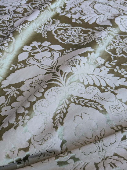 by yard Scalamandre Silk Damask Renaissance Gold Celery Green Medallion Floral DEFECT!