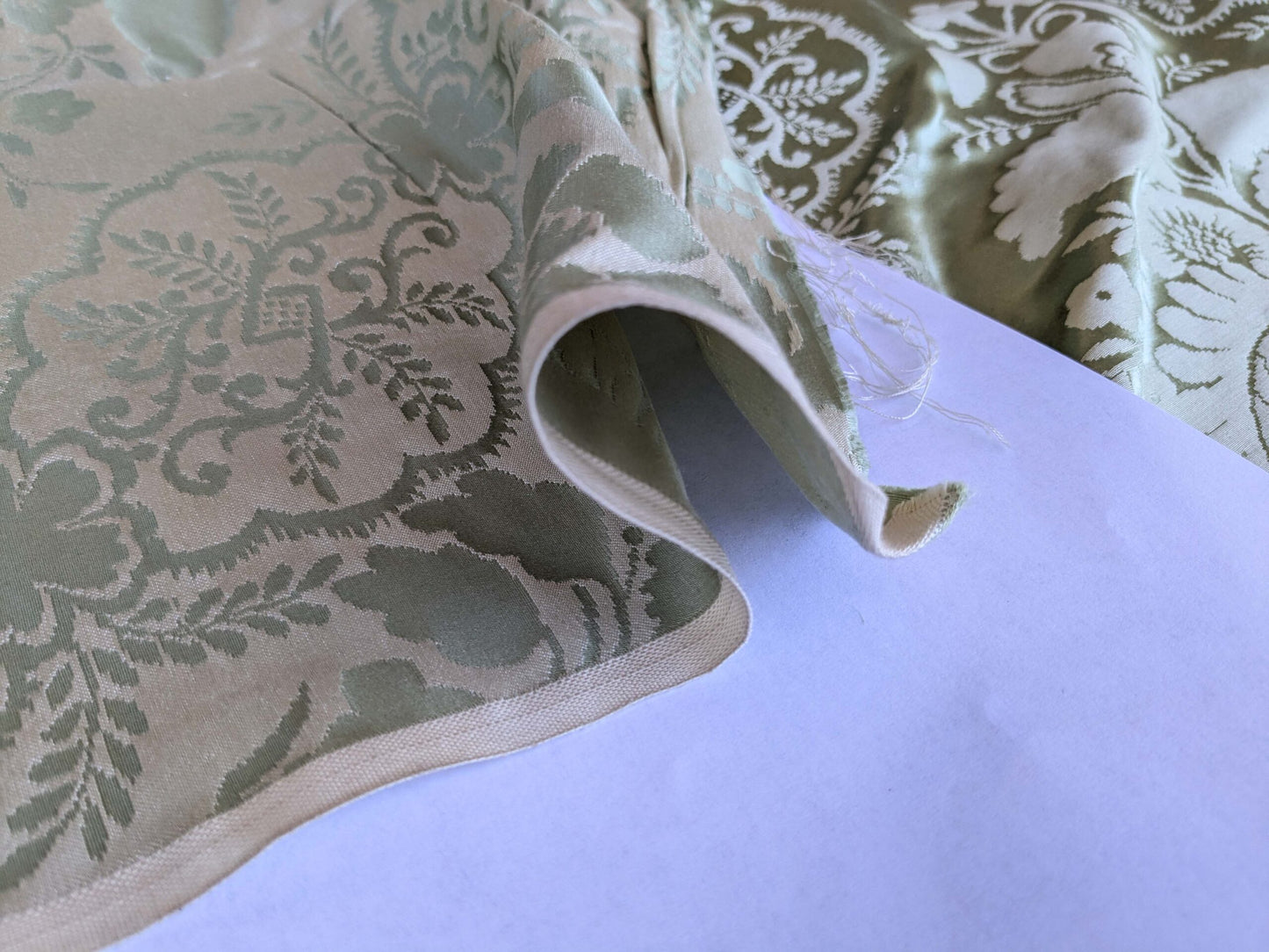 by yard Scalamandre Silk Damask Renaissance Gold Celery Green Medallion Floral DEFECT!